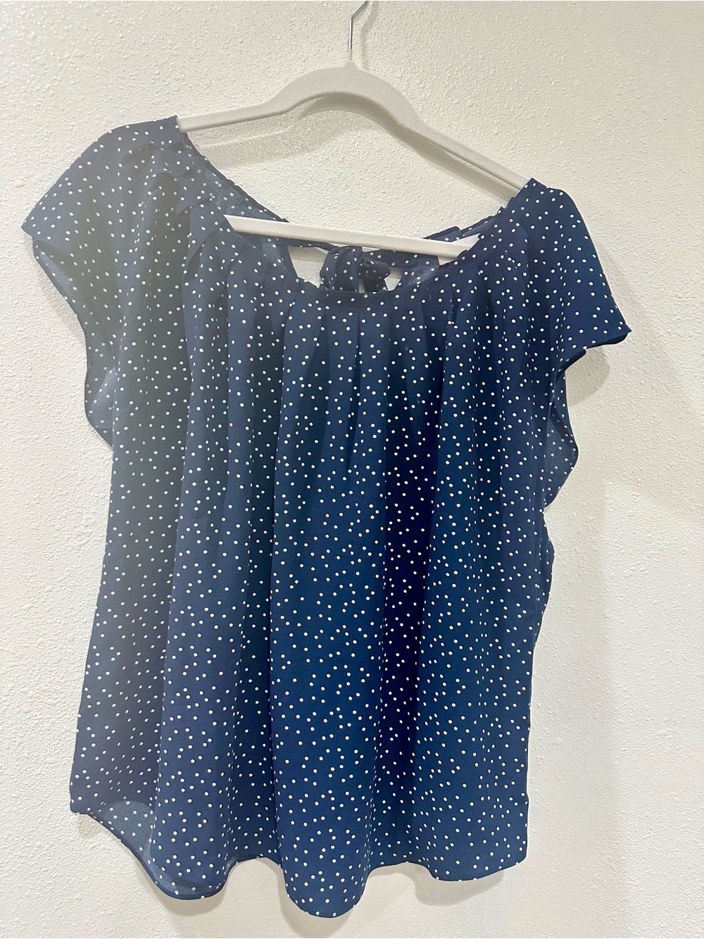 Navy Polka Dot Short Sleeve Blouse